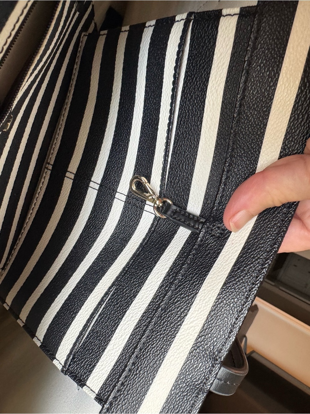 kate spade Black and White Striped Leather Tote - Picture 5 of 16